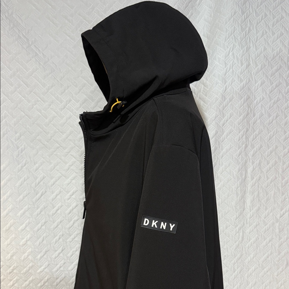 DKNY Black Jacket with Vibrant Yellow Lining - Picture 2 of 5